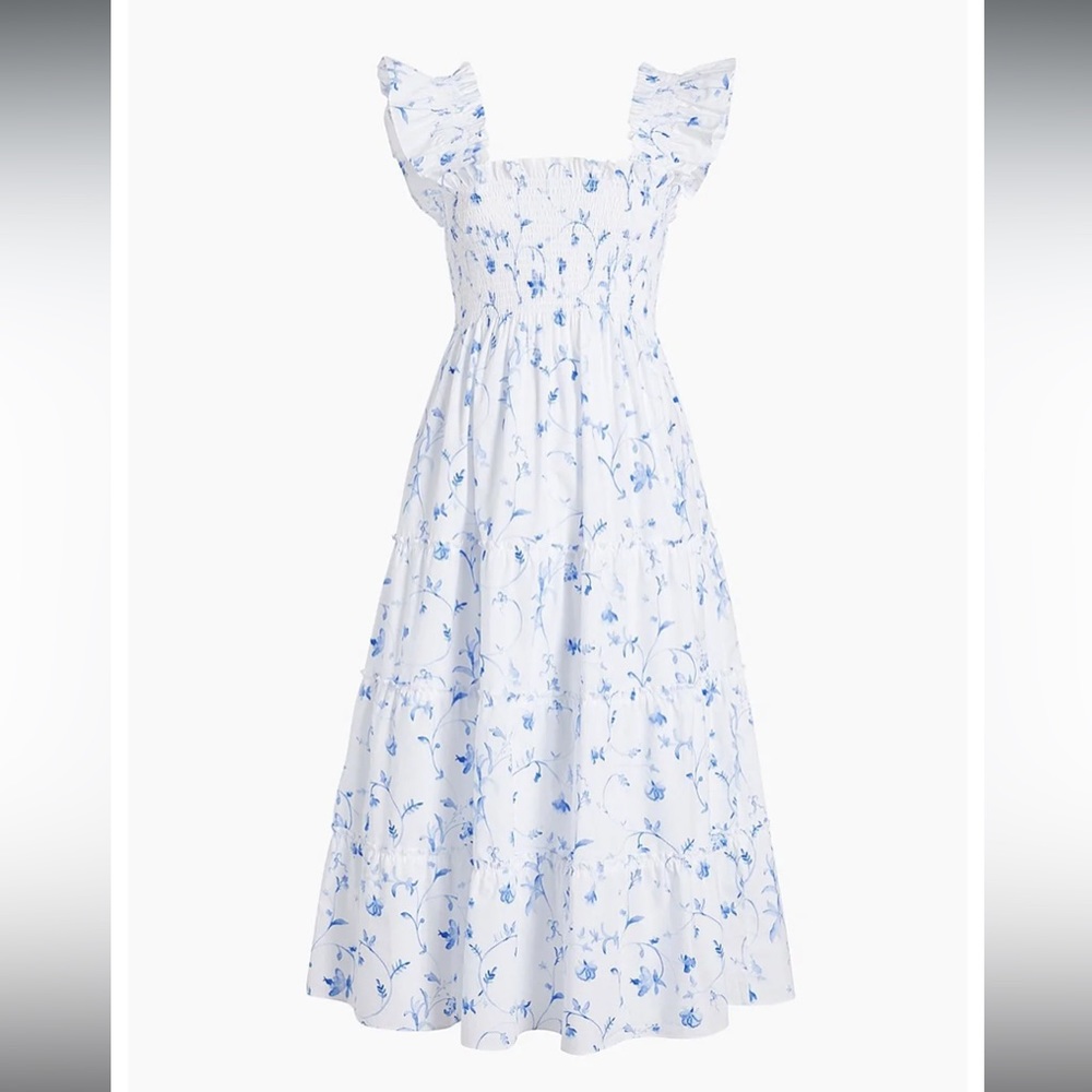 Hill House Ellie Nap Dress - Blue Botanical- Size L